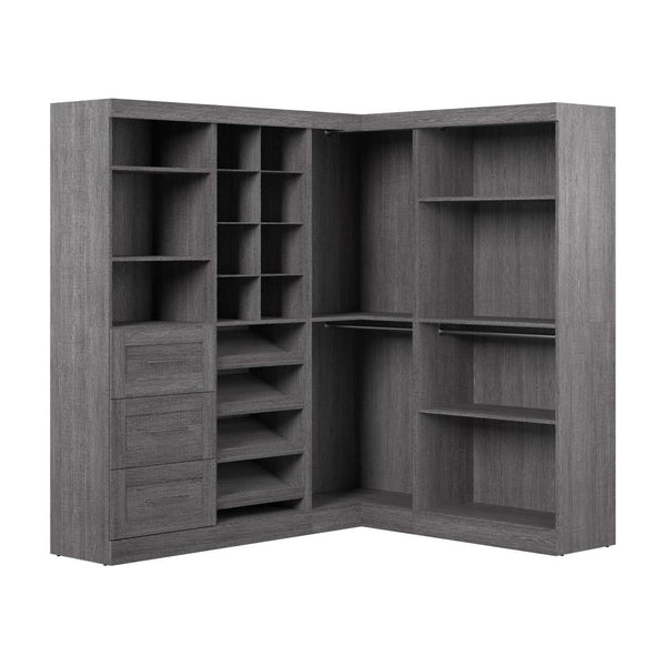 Contemporary Closet System with Shelves, Drawers, Shoe Racks, Clothing Rods & Cubbies, 83W X 68D