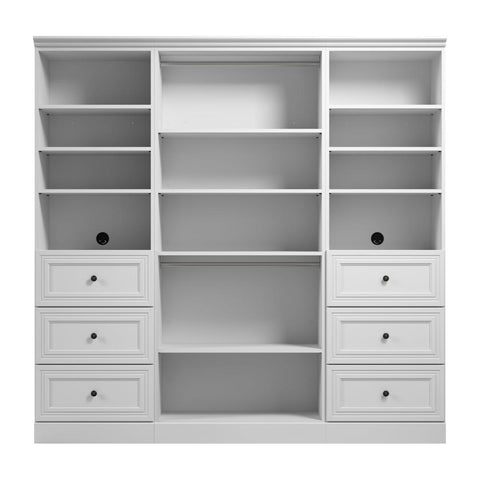 Traditional Closet System with Shelves, Drawers & Clothing Rods, 86W x 20D