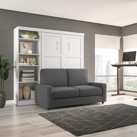 Full Murphy Bed with Sofa and Shelving Unit (90W)