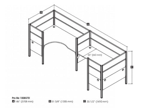 Two Back-to-Back Closed L-Shaped Office Cubicles with High Privacy Panels