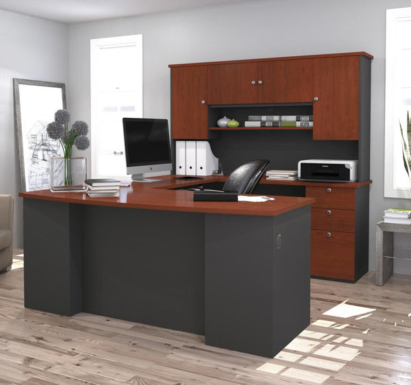 71W U or L-Shaped Executive Desk with Pedestal and Hutch