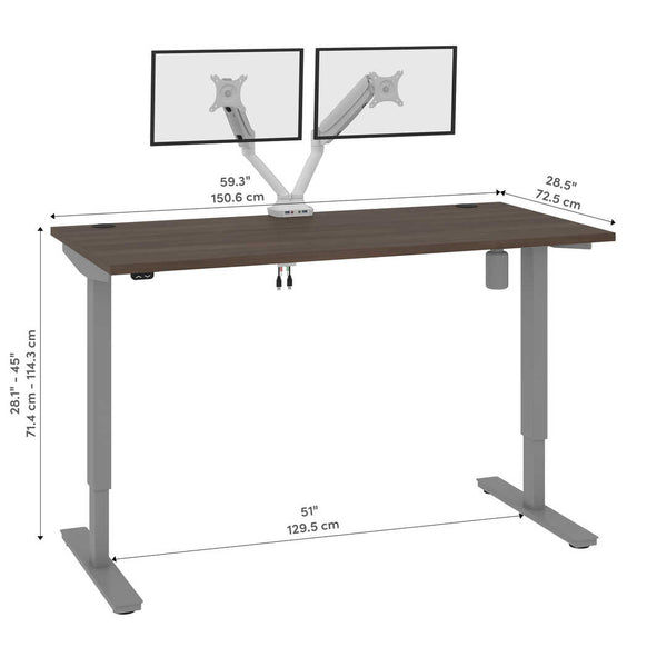 60W x 30D Standing Desk with Dual Monitor Arm