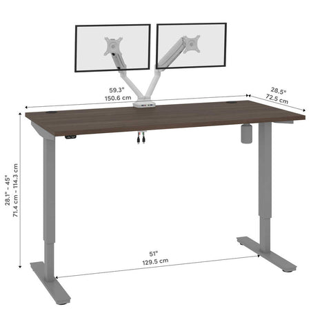 60W x 30D Standing Desk with Dual Monitor Arm
