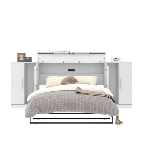 3-Piece Set Including One Queen Cabinet Bed with Mattress and Two 26″ Storage Units