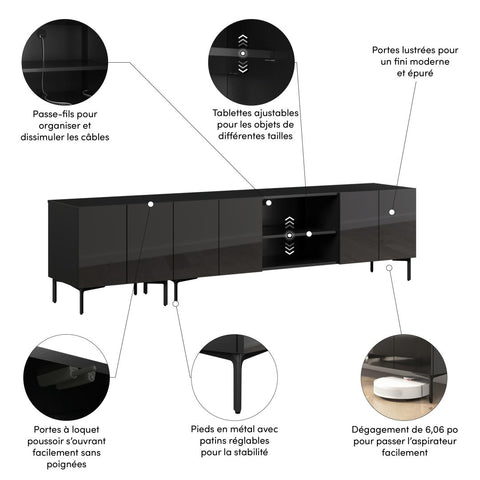 94W Modular Entertainment Center with TV Stand and Storage Cabinet
