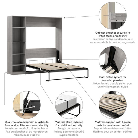 Full Murphy Bed with Closet Organizer (79W)