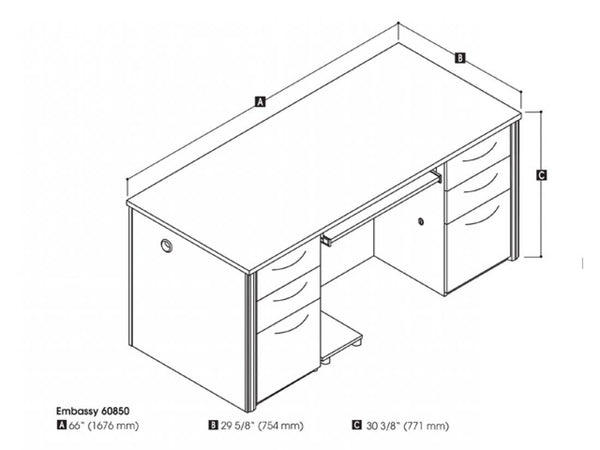 66W Executive Desk with Two Pedestals