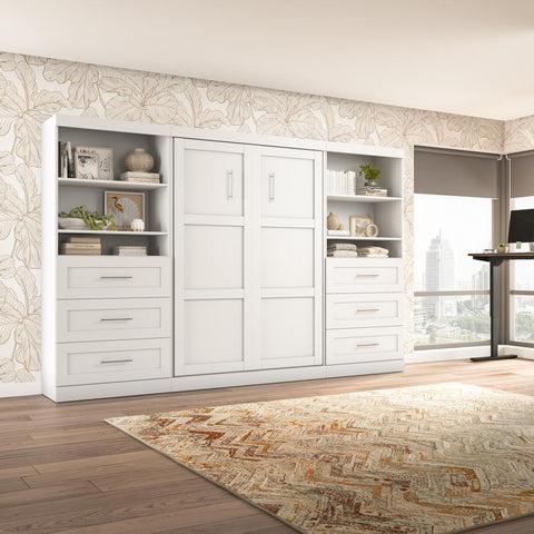 Full Murphy Bed and 2 Shelving Units with Drawers (131W)