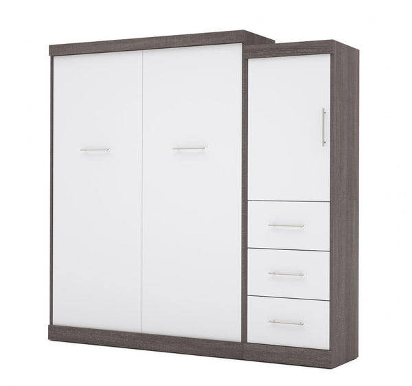 Queen Murphy Bed with Mattress and Storage Unit with Drawers (90W)