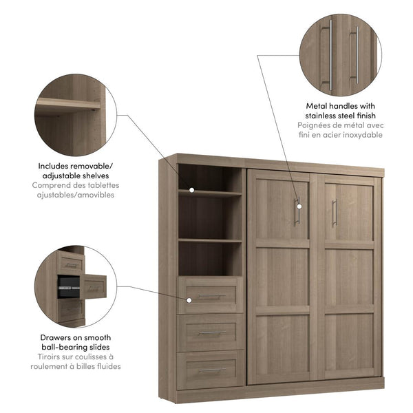 Full Murphy Bed and Shelving Unit with Drawers (84W)