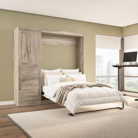 Full Murphy Bed with Closet Organizer with Drawers (84W)