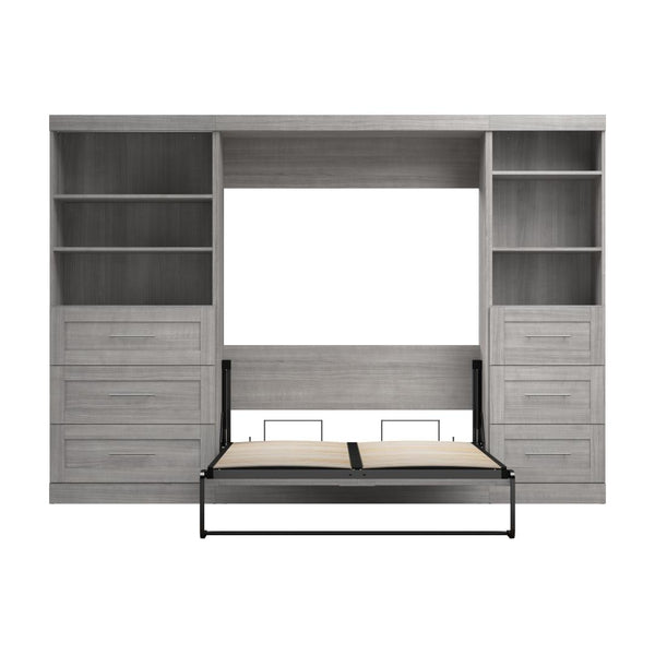 Full Murphy Bed and 2 Shelving Units with Drawers (120W)