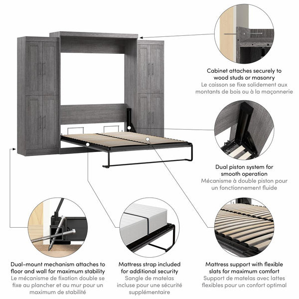 Queen Murphy Bed with Storage Cabinets (115W)