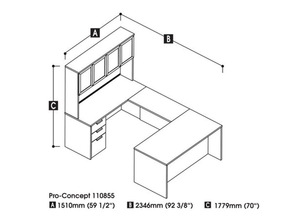 U-Shaped Executive Desk with High Hutch