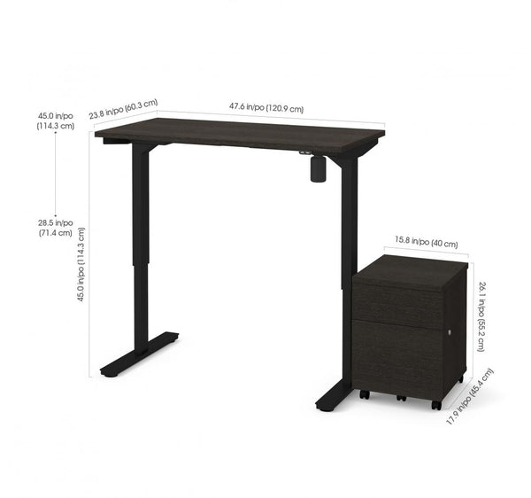 2-Piece set including 24“ x 48“ standing desk and a mobile pedestal