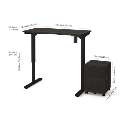 2-Piece set including 24“ x 48“ standing desk and a mobile pedestal