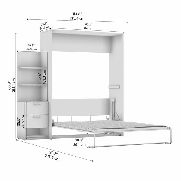 Queen Murphy Bed with Nightstand and Floating Shelves (85W)