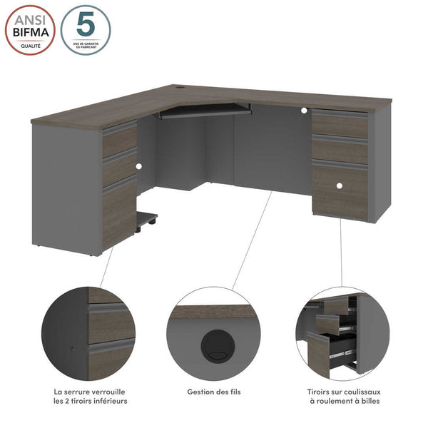 72W Corner Desk with Pedestal