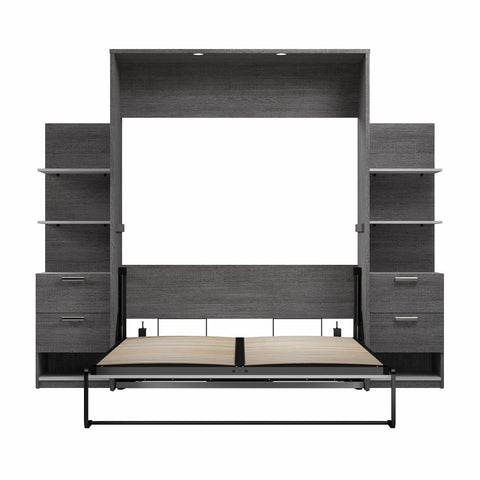 Queen Murphy Bed with Nightstands and Floating Shelves (105W)
