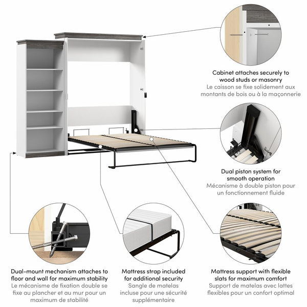 Queen Murphy Bed with Shelves (97W)