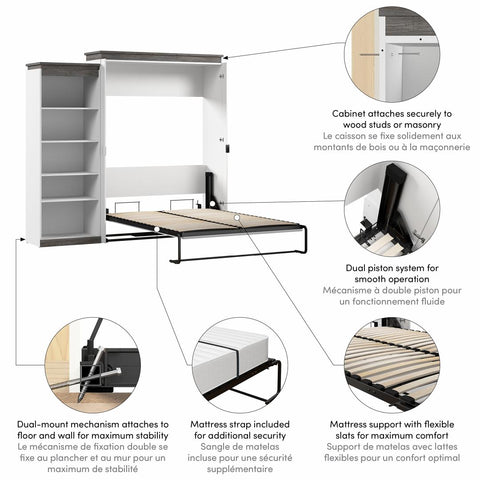 Queen Murphy Bed with Shelves (97W)