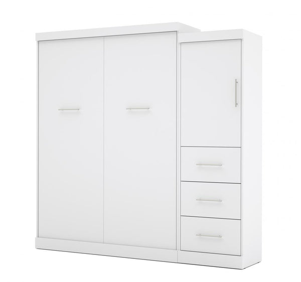 Queen Murphy Bed with Mattress and Storage Unit with Drawers (90W)