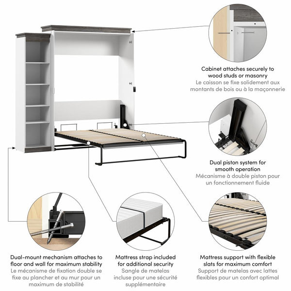 Queen Murphy Bed with Shelves (87W)