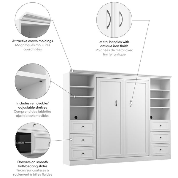 Full Murphy Bed and 2 Closet Organizers with Drawers (109W)