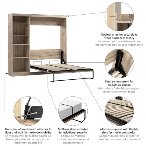 Full Murphy Bed with Shelving Unit (84W)