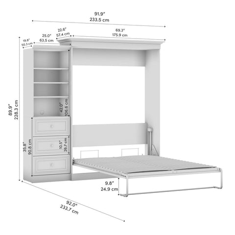 Queen Murphy Bed and Closet Organizer with Drawers (92W)