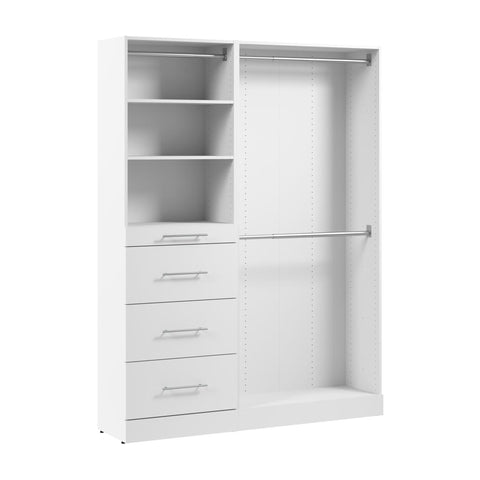 Modular Closet System with Shelves, Drawers & Clothing Rods, Slab Style, 61W x 16D
