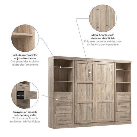 Full Murphy Bed and 2 Shelving Units with Drawers (109W)