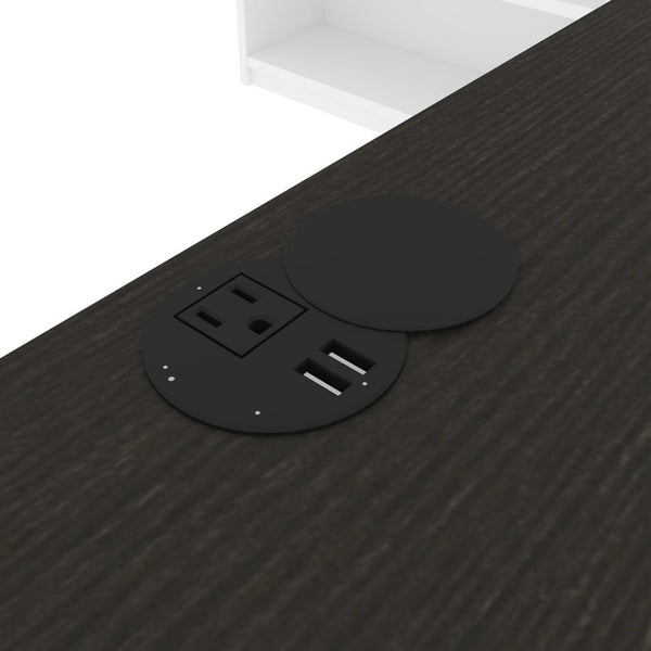 72W L-Shaped Standing Desk with Bookcase and File Cabinet