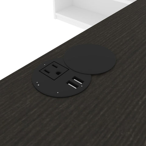 72W L-Shaped Standing Desk with Bookcase and File Cabinet