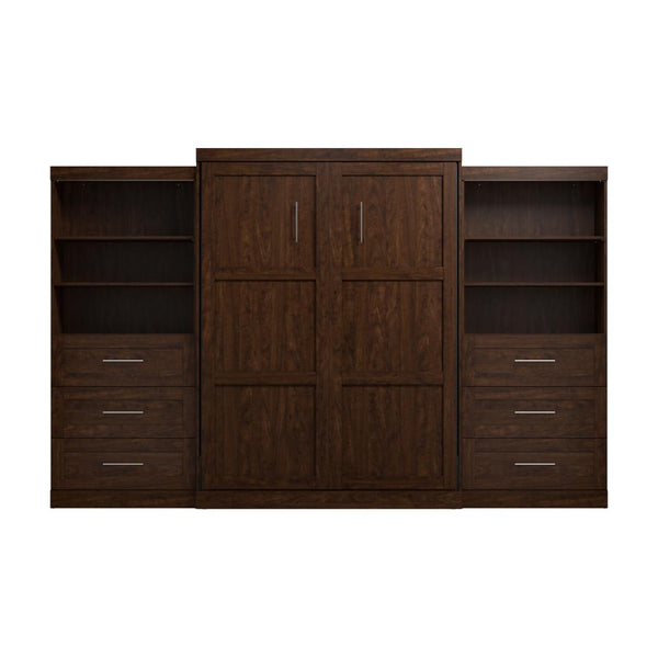 Queen Murphy Bed and 2 Shelving Units with Drawers (136W)