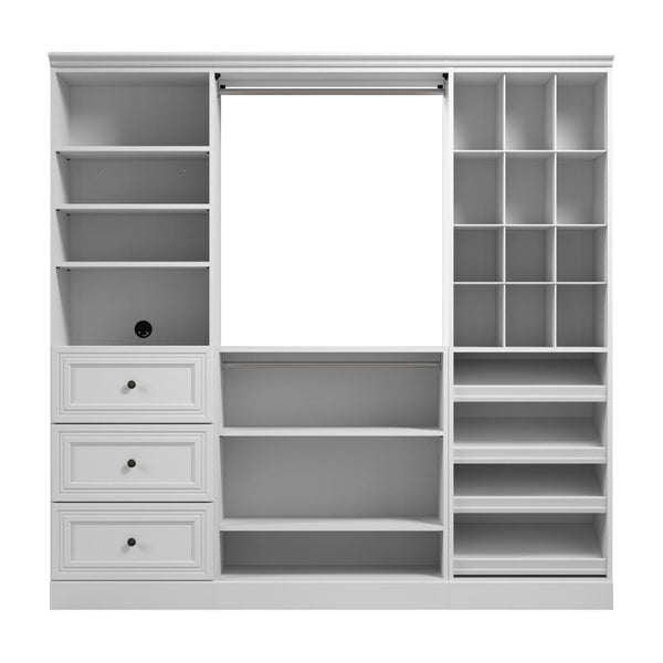Traditional Closet System with Shelves, Drawers, Shoe Racks, Clothing Rods & Cubies, 86W x 20D
