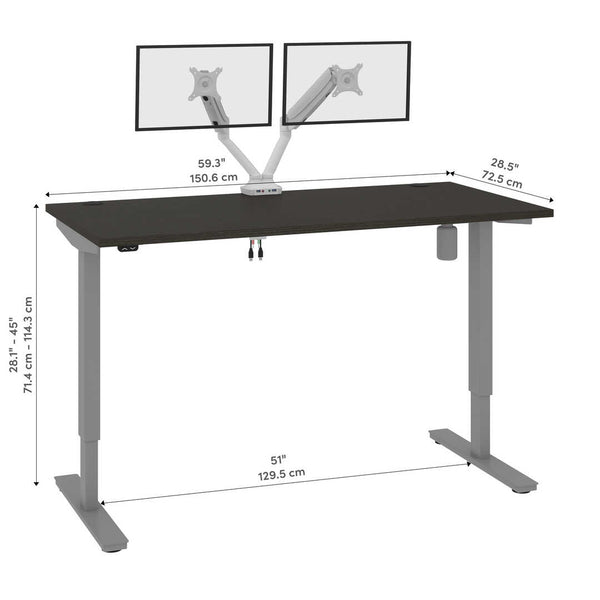 60W x 30D Standing Desk with Dual Monitor Arm