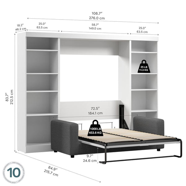 Full Murphy Bed with Sofa and Shelving Units (109W)