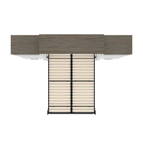 Queen Murphy Bed and 2 Shelving Units with Drawers (125W)