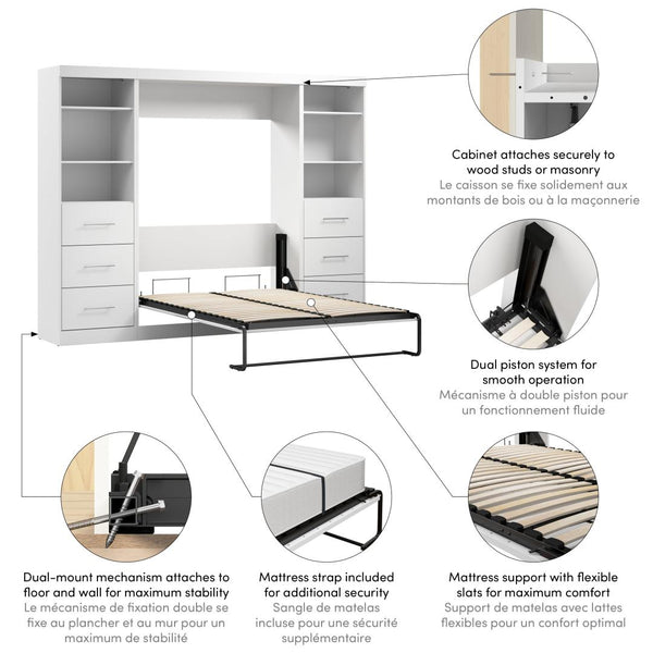 Full Murphy Bed and 2 Closet Organizers with Drawers (109W)