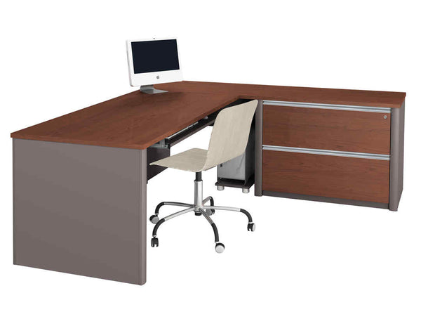 L-Shaped Desk with Assembled Lateral File Cabinet