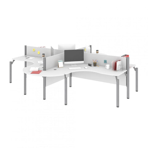 4-Person Office Cubicles with Rounded Corners and Low Privacy Panels