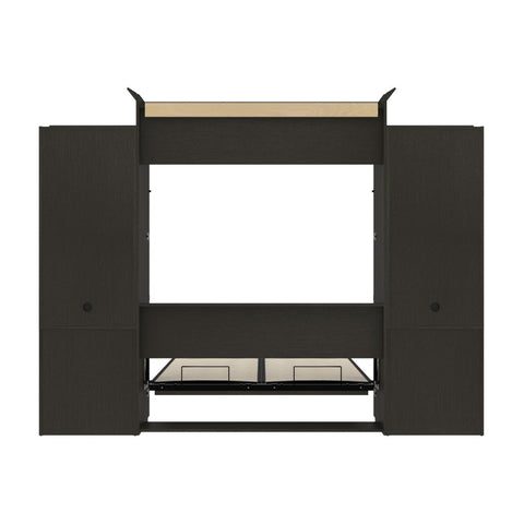 Queen Murphy Bed and Two Shelving Units with 2 Drawers (115W)