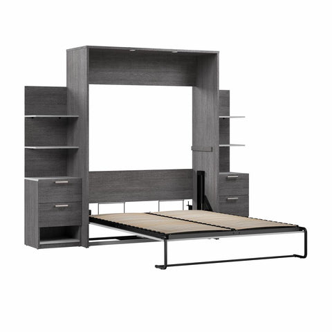 Queen Murphy Bed with Nightstands and Floating Shelves (105W)