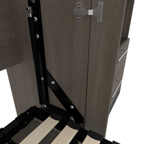 Queen Murphy Bed and 2 Shelving Units with Drawers (125W)