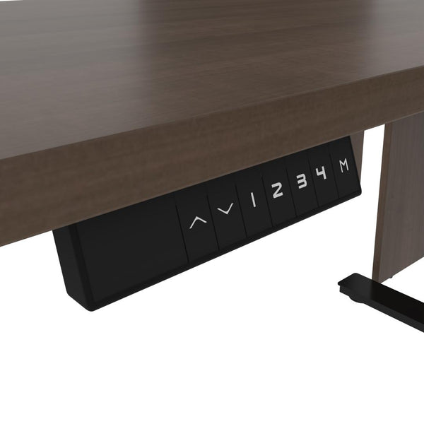 72W L-Shaped Standing Desk with Bookcase and File Cabinet