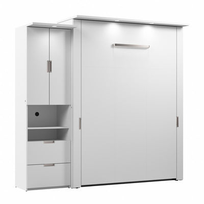 91W Queen Murphy Bed with Storage Cabinet