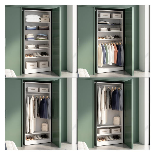 Modular Closet System with Shelves and Clothing Rod, 36W x 16D