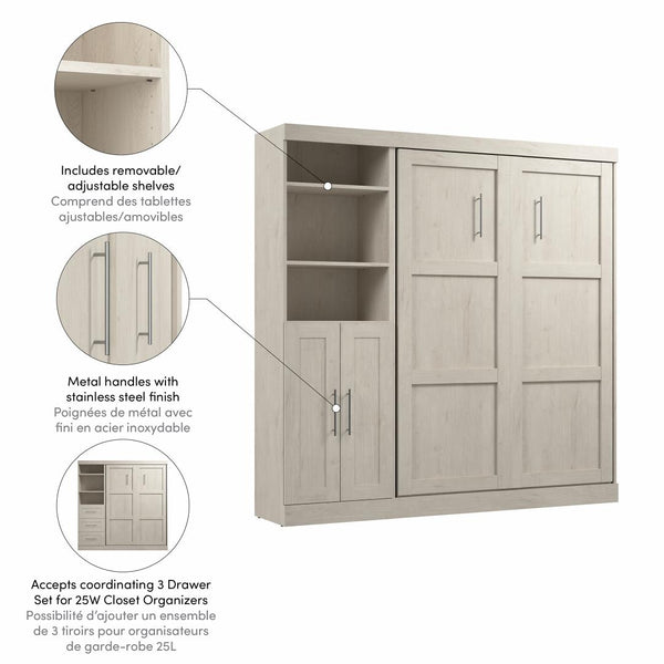 Full Murphy Bed and Closet Organizer with Doors (84W)