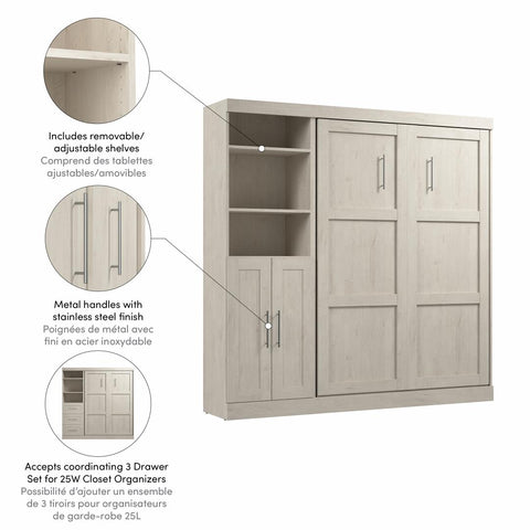 Full Murphy Bed and Closet Organizer with Doors (84W)